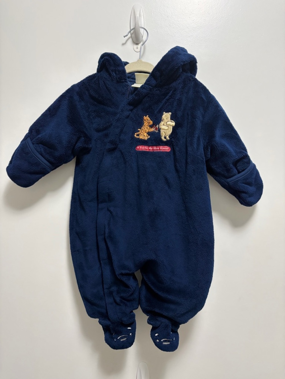 Disney Classic Pooh Baby Bunting Winnie the Pooh Baby Hooded Fleece Size 3 month